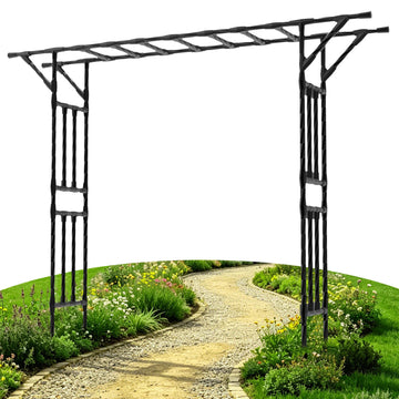 Garden Arch Trellis100.4 L×85.4" H Sturdy & Rustproof Flat Top Garden Arch