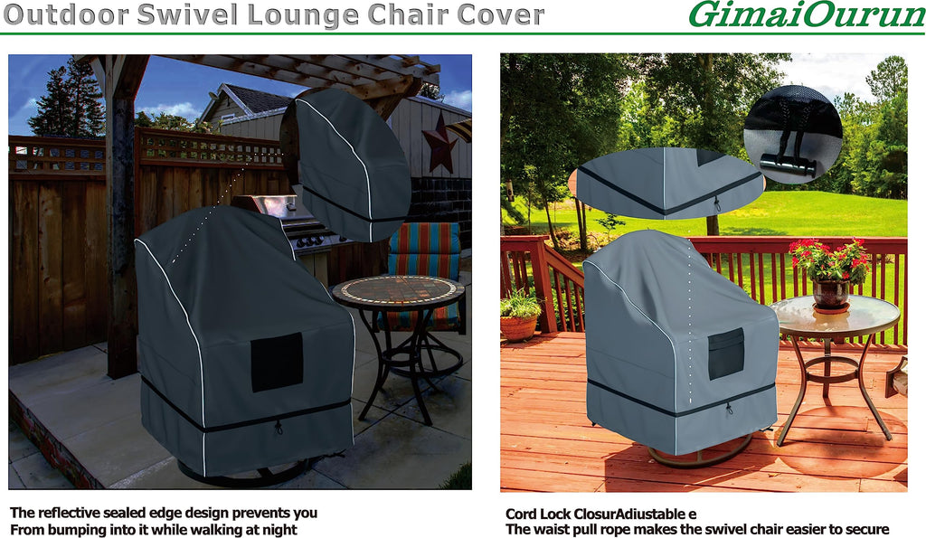 Outdoor Swivel Lounge Chair Cover 4 Pack, Waterproof Heavy Duty, (29 W x 31 D x 38.5 H inches), Gray