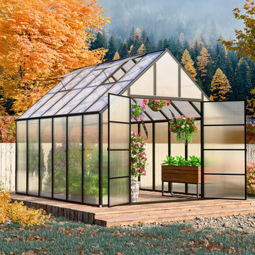 10x12 FT Polycarbonate Greenhouse Large Heavy Duty Aluminum Frame