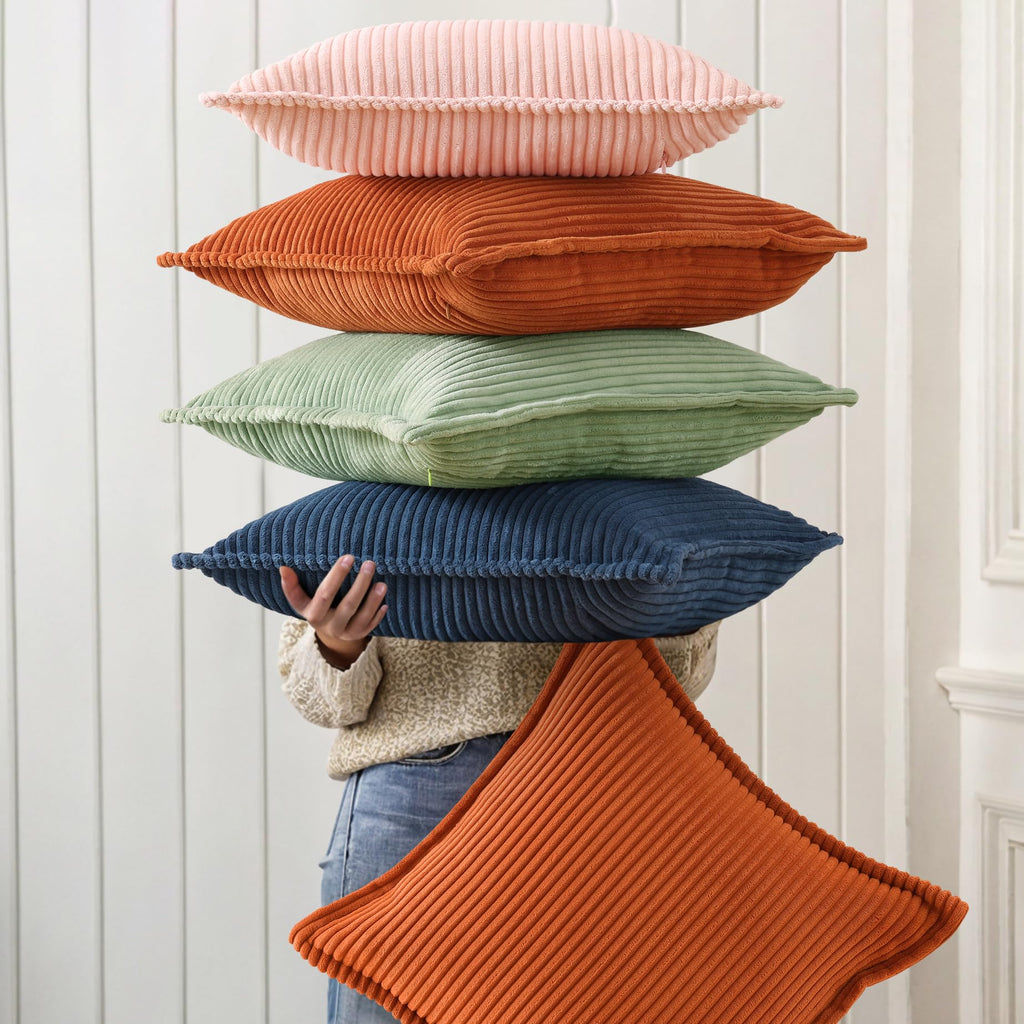 Fall Corduroy Pink Throw Pillow Covers 12x20 Set of 2