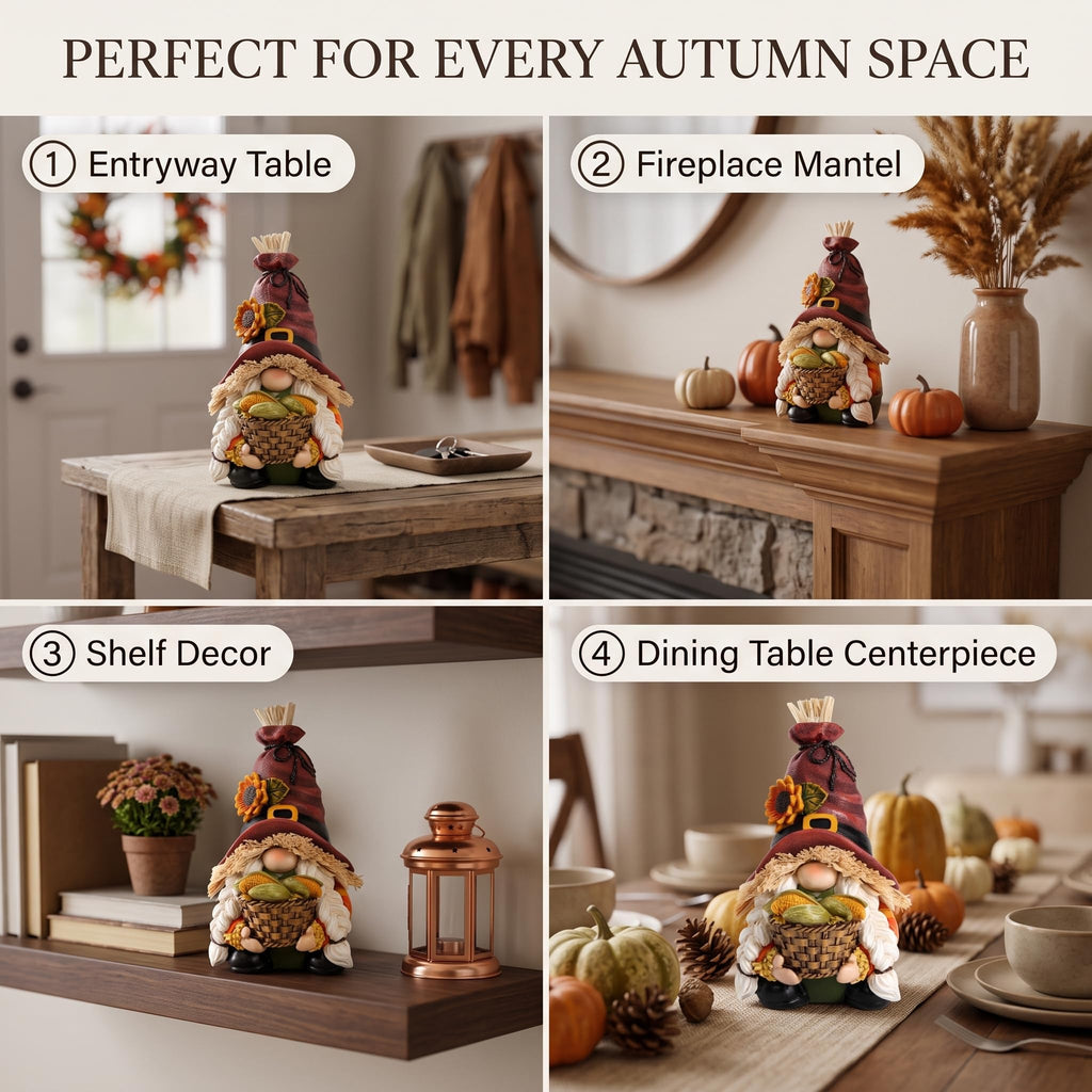 Fall Gnomes Statue for Fall Decorations, Thanksgiving Decor for shelf, Table