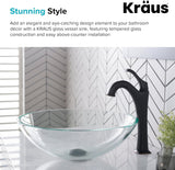 Round Crystal Clear Glass Vessel Bathroom Sink, 16 1/2 inch GV-100