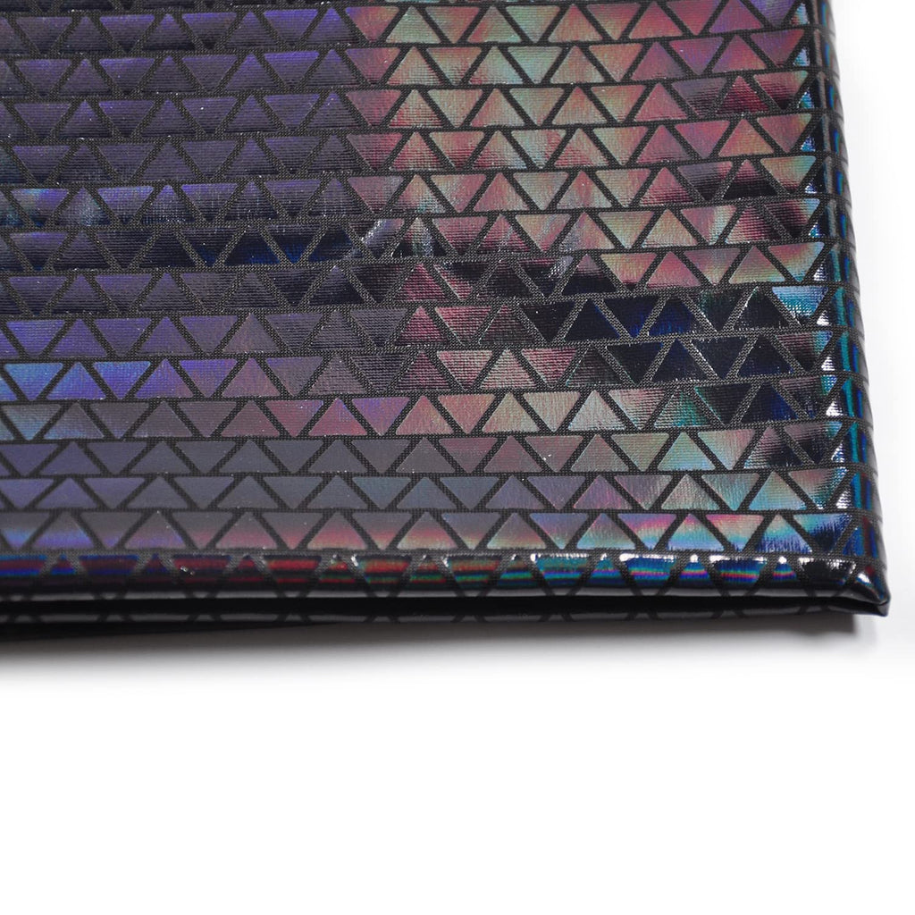 Hologram Metallic Foil Stretch Fabric Triangle Pattern(Black 1yard)