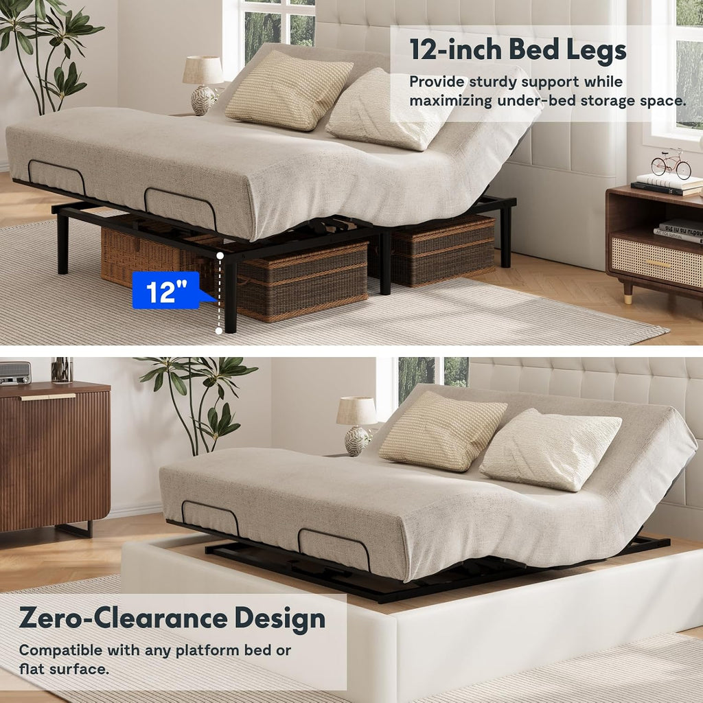 S3K-Lite King Adjustable Bed Base, Zero Clearance & Zero Gravity