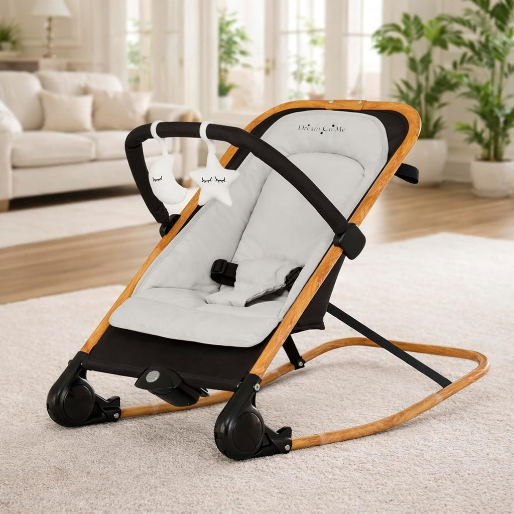 Rock On Me in-1 Baby Rocker and Stationary Seat, Black/Grey