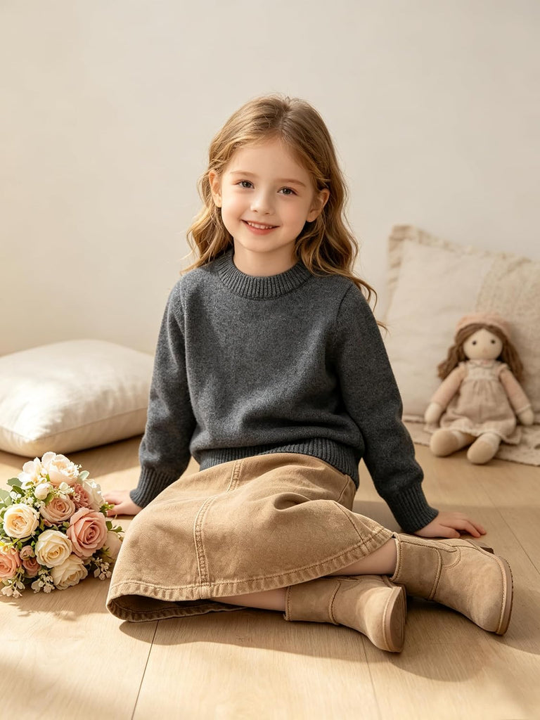 Toddler Sweater Boys Girls Cotton Knit Pullover Solid Top