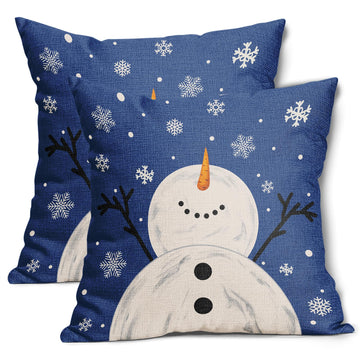Snowman Pillow Covers 18x18 Inch Set of 2 Winter Throw Pillow Cases