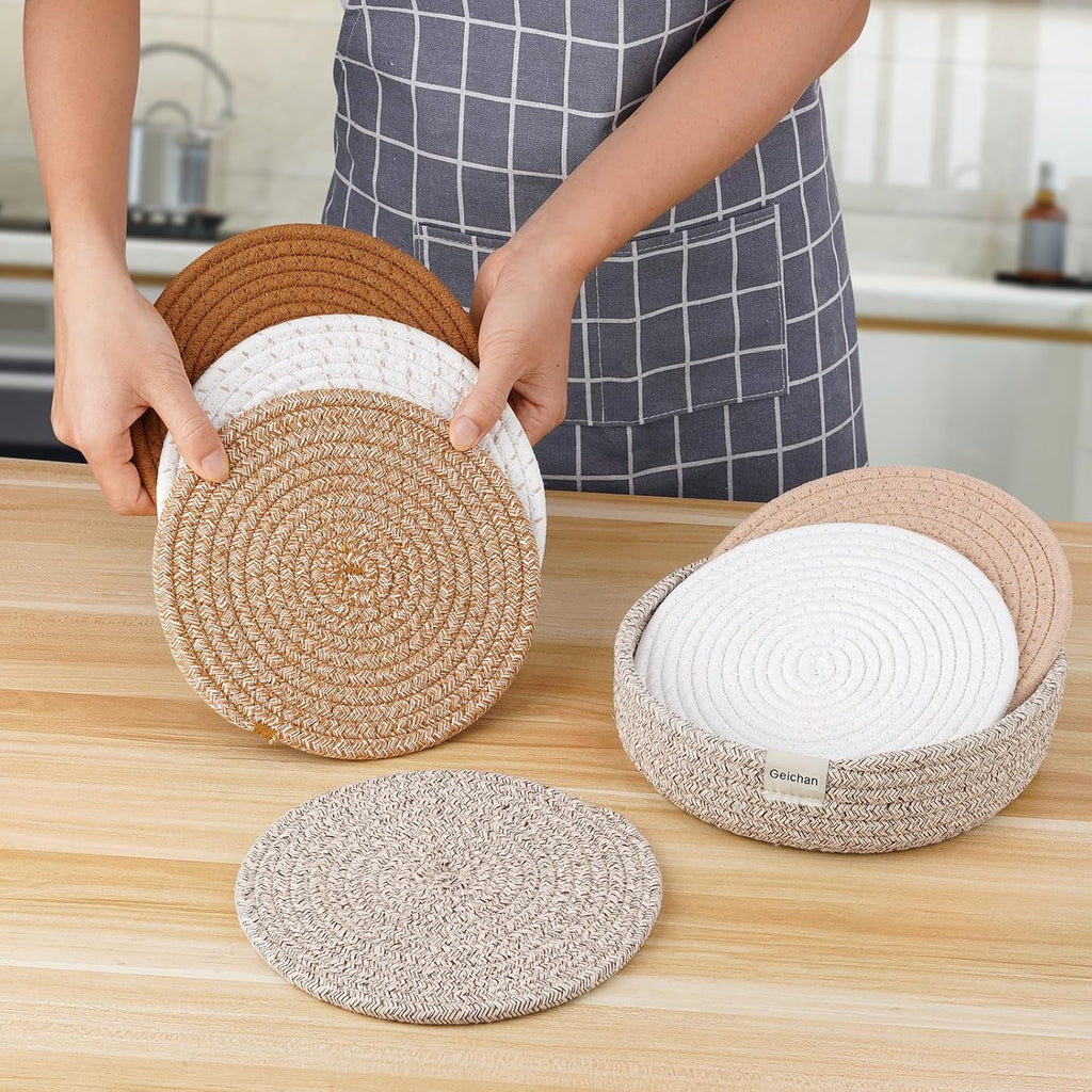 8inch Trivets for Hot Dishes, Hot pots and Pans, Extra Large Thick Heat Resistant Large Coasters,Pot Holders, Hot - Set of 6