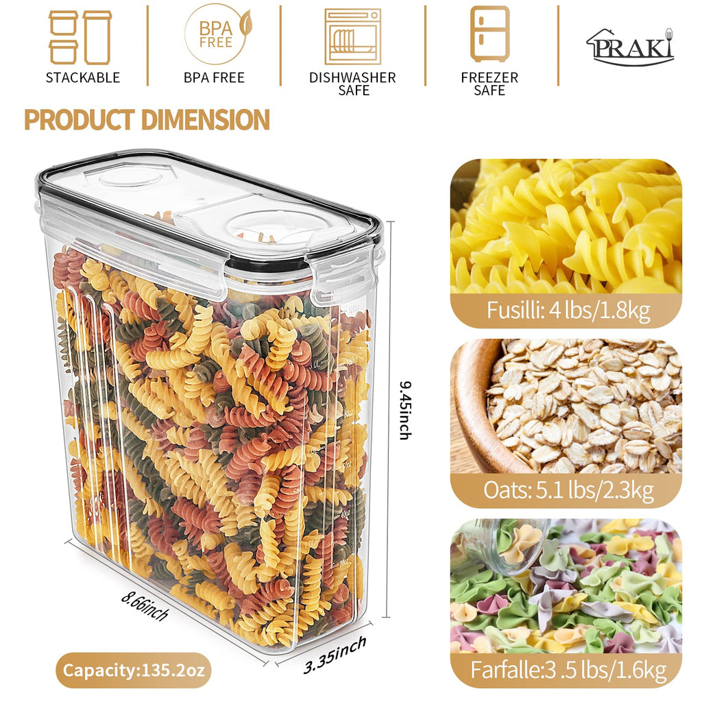 Cereal Containers Storage Set (4L,135.2 Oz) with Pour Spout, 4PCS