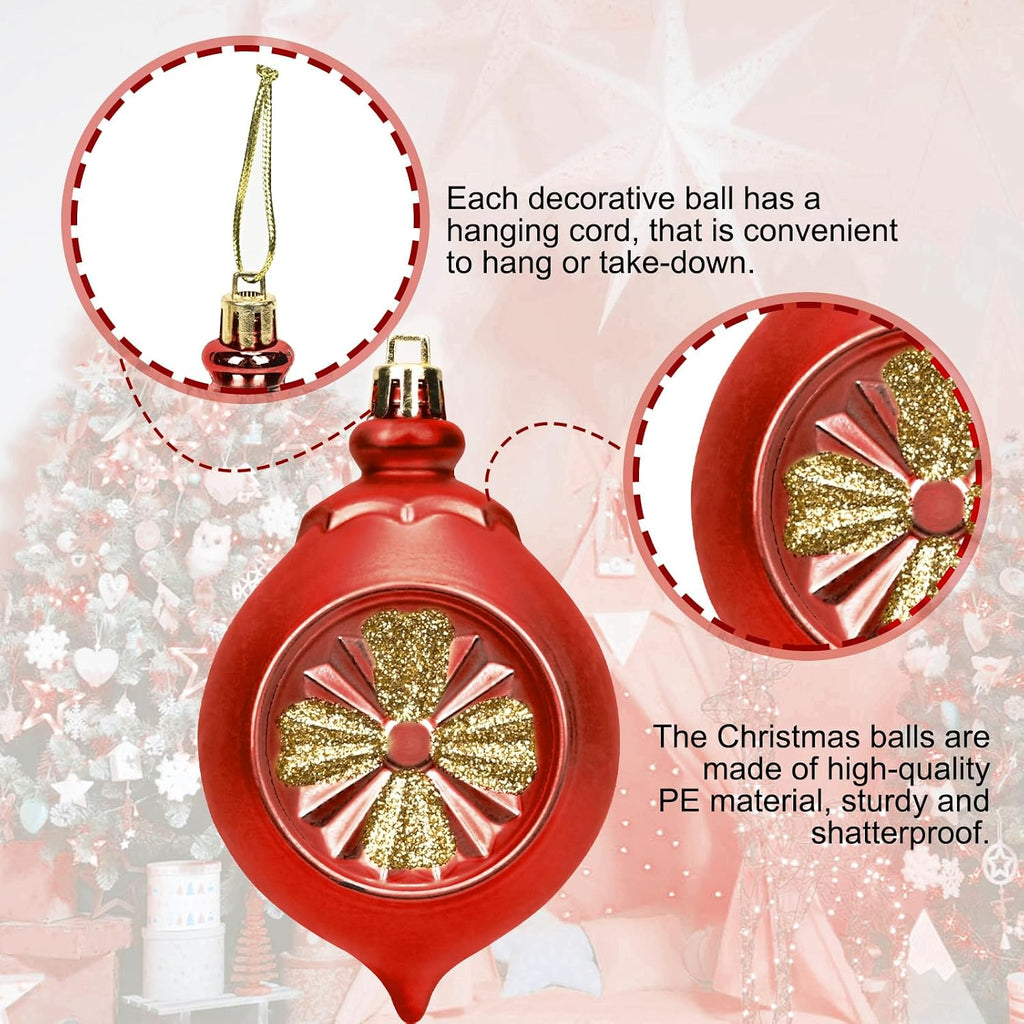 Christmas Ball Ornaments with Tree Topper, Hanging Xmas Decorations - Set of 100