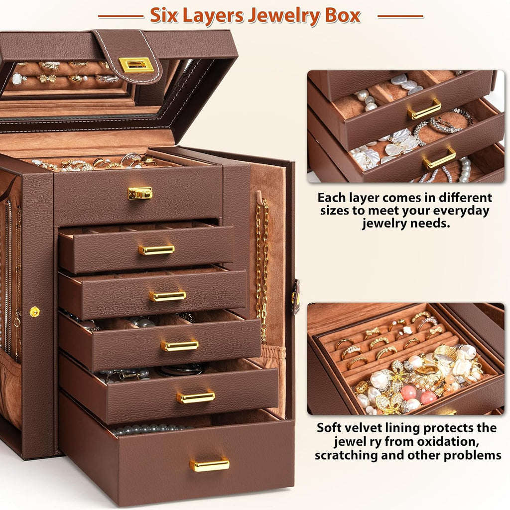 6-Tier Jewelry Box Organizer 5 Drawers Jewelry Storage Case