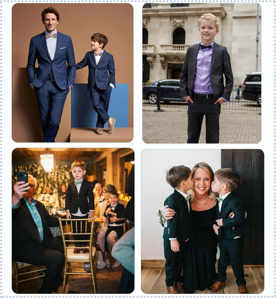 Boys' 5 Piece Suit Set with Shirt Tie Formal Slim Fit Kids Suits