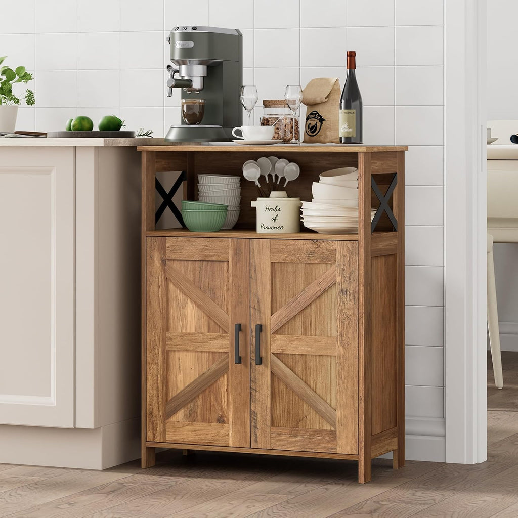 Farmhouse Bathroom Storage Cabinet with Doors, Small Floor Cabinet | Toilet Paper Cabinet with Adjustable Shelf