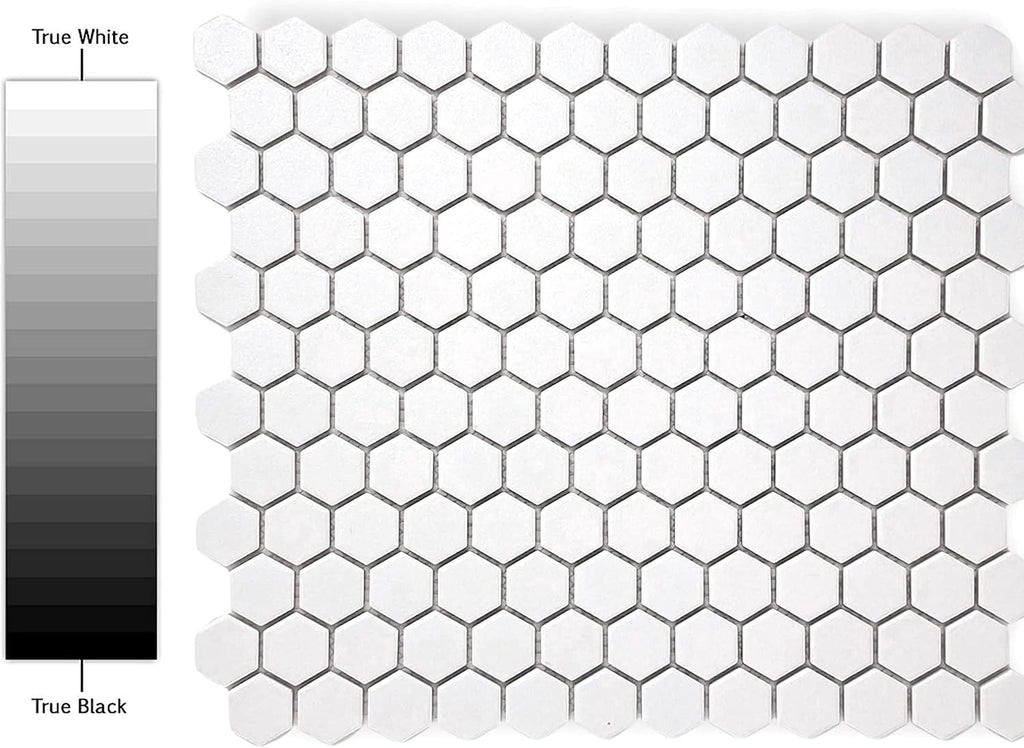 TDPW-UNSW1-410 Super White Porcelain 7/8 Inch Hexagon Unglazed Matte Finish 1x1 Mosaic Floor Wall Tile Shower