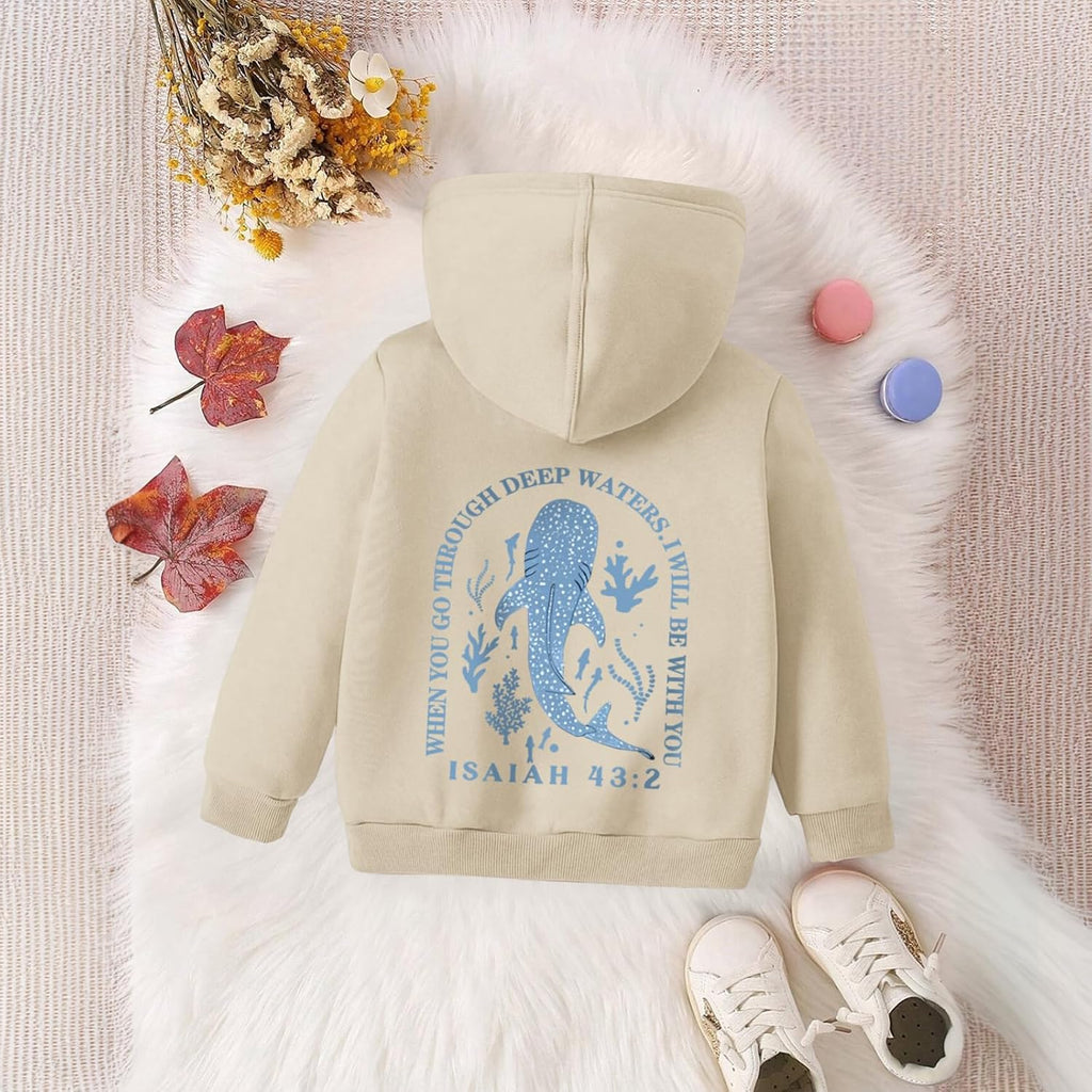 Cute Christian Hoodies For Girls Graphic Sweatshirt Whale Shark Kawaii Hoodie Kids Jesus Faith Bible Verse Pullover