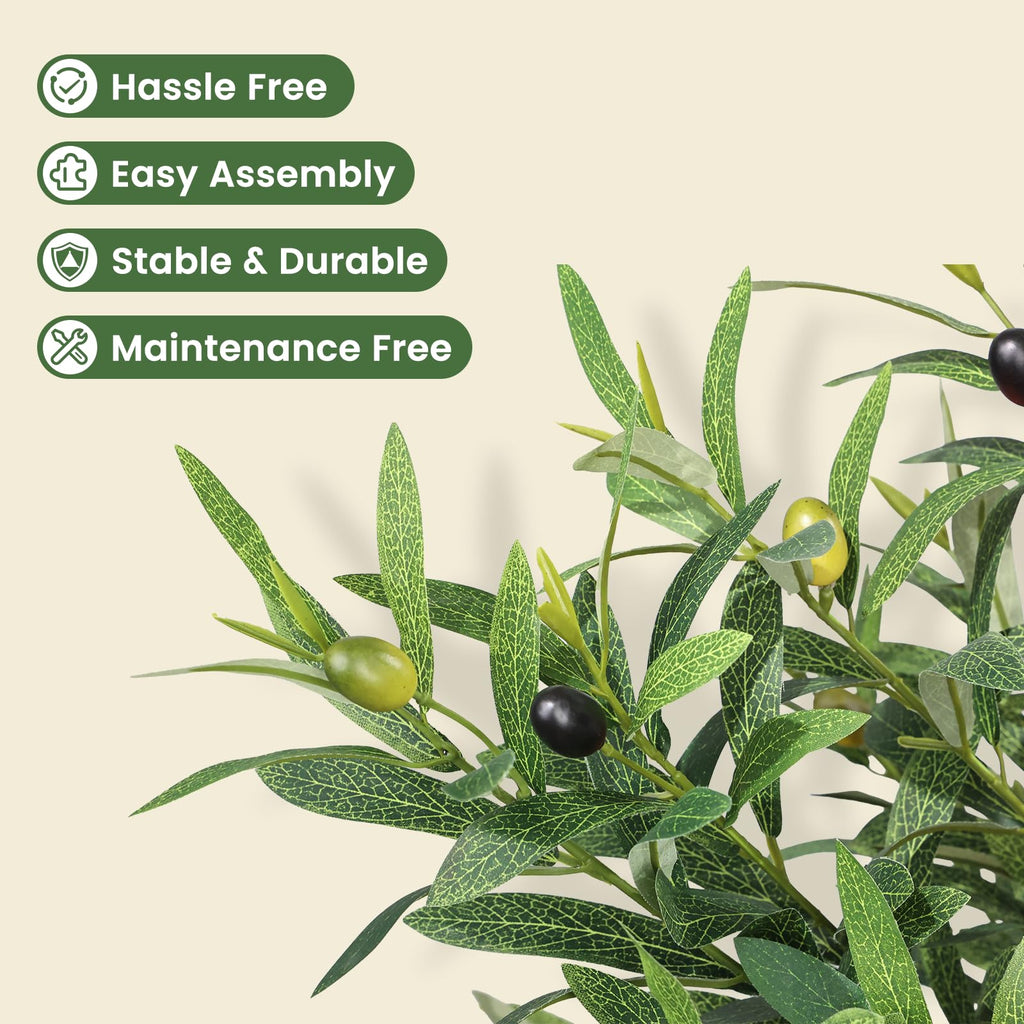 Faux Olive Tree 4ft Tall 2Pack with White Planter Decor