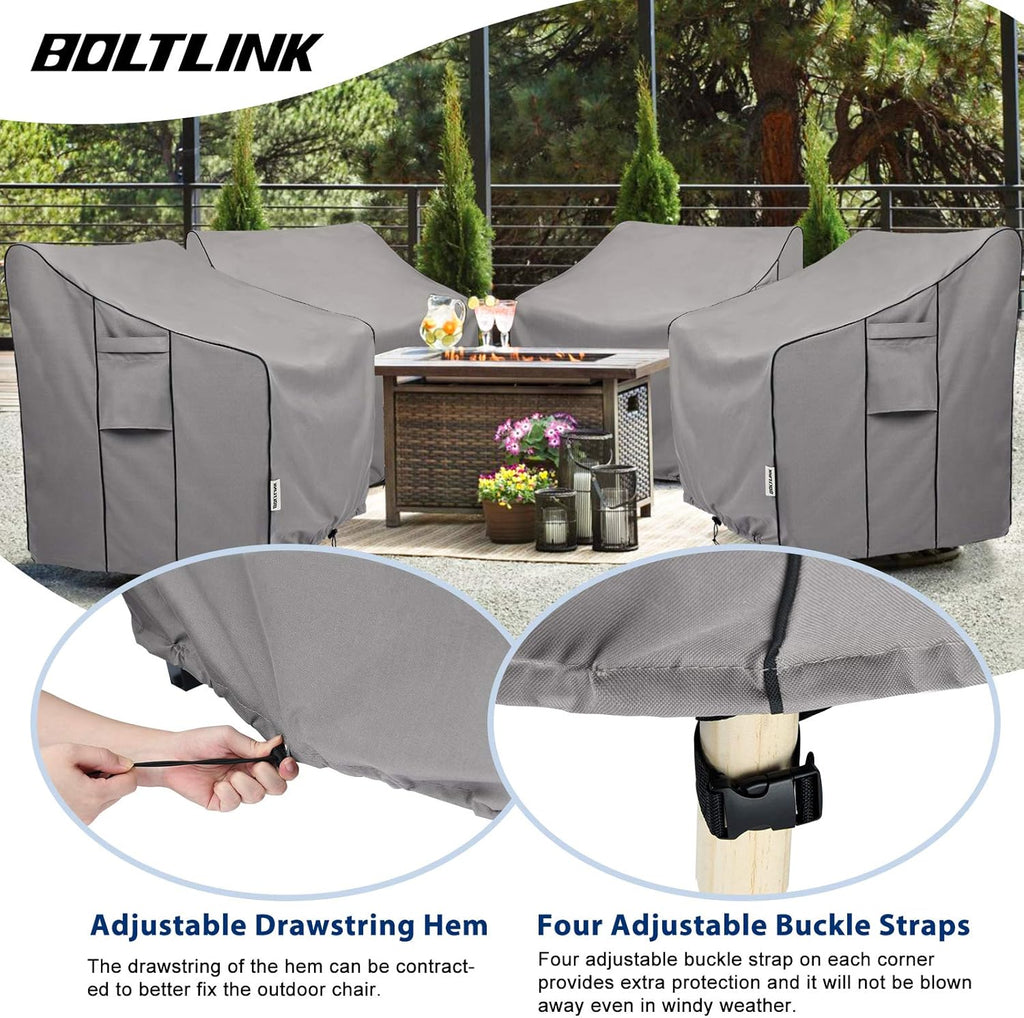 Patio Chair Covers Waterproof, Heavy Duty, 36x37x36 in, 2 Pack | UV resistant, tear proof, windproof drawstring