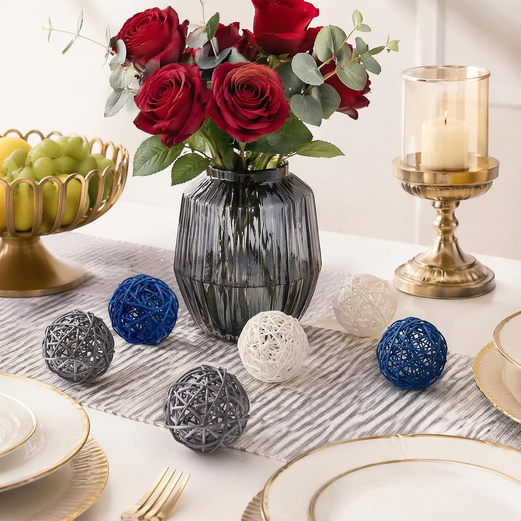3.15'' Natural Rattan Decorative Balls for Bowls Home Decor Wedding - Set of 6