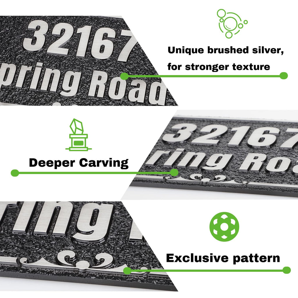 Plaque, Modern Outdoor House Number Sign for Wall, Weatherproof Aluminum Address Sign & Mailbox, Easy Install with