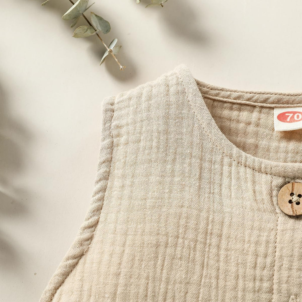 Infant Newborn Baby Boys Girls Cotton Linen Romper Summer Jumpsuit Sleeveless Overalls Clothing Set