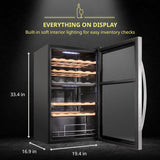 33 Bottle Dual Zone Wine Cooler Refrigerator w/Lock - Large Freestanding Wine Ce