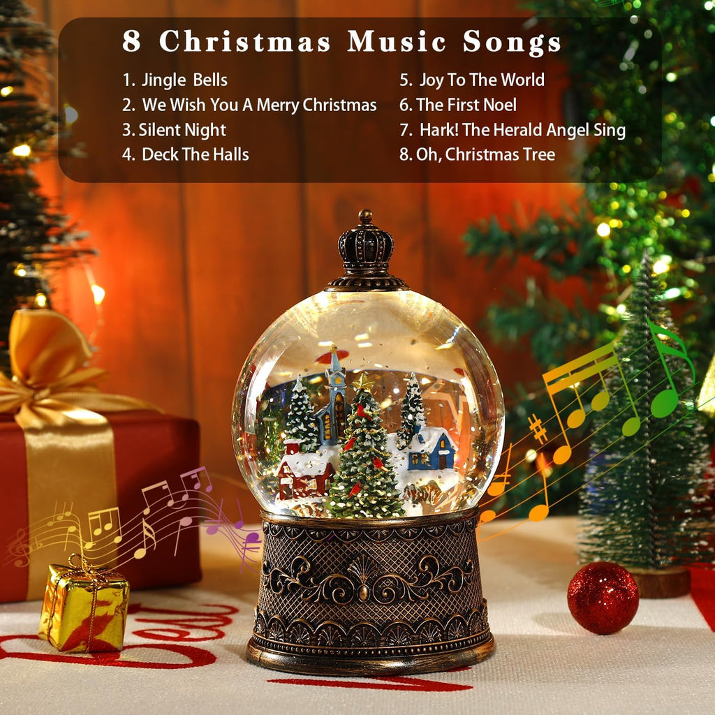 100mm Christmas Snow Globe with Music and Water Feature Christmas Lantern Decorations Snow Village with Large