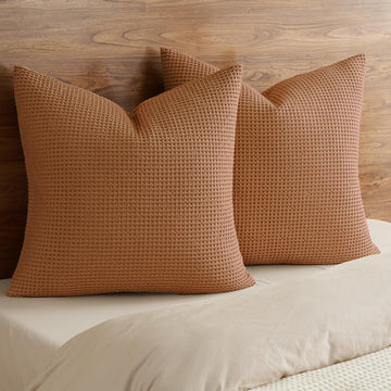 Cotton Waffle Euro Shams 26" x 26", Cinnamon Brown, No Insert
