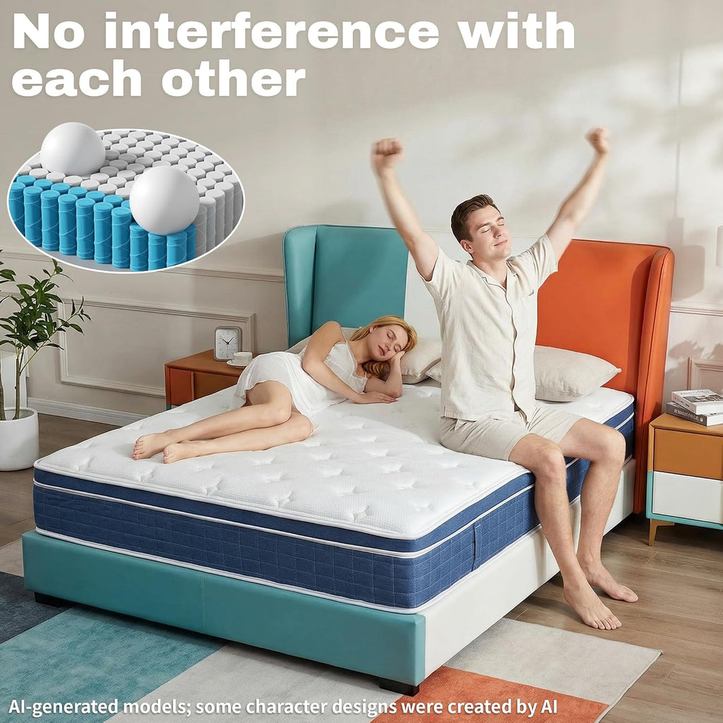 Queen Size Mattress 12 Inch, Medium Firm, Motion Isolation | Targeted Spinal and Back Support, Pressure Relife