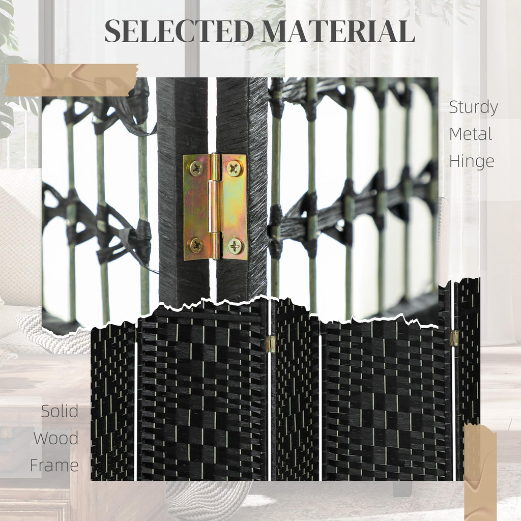 8 Panel Room Divider, Folding Privacy Screen, 5.6', Black