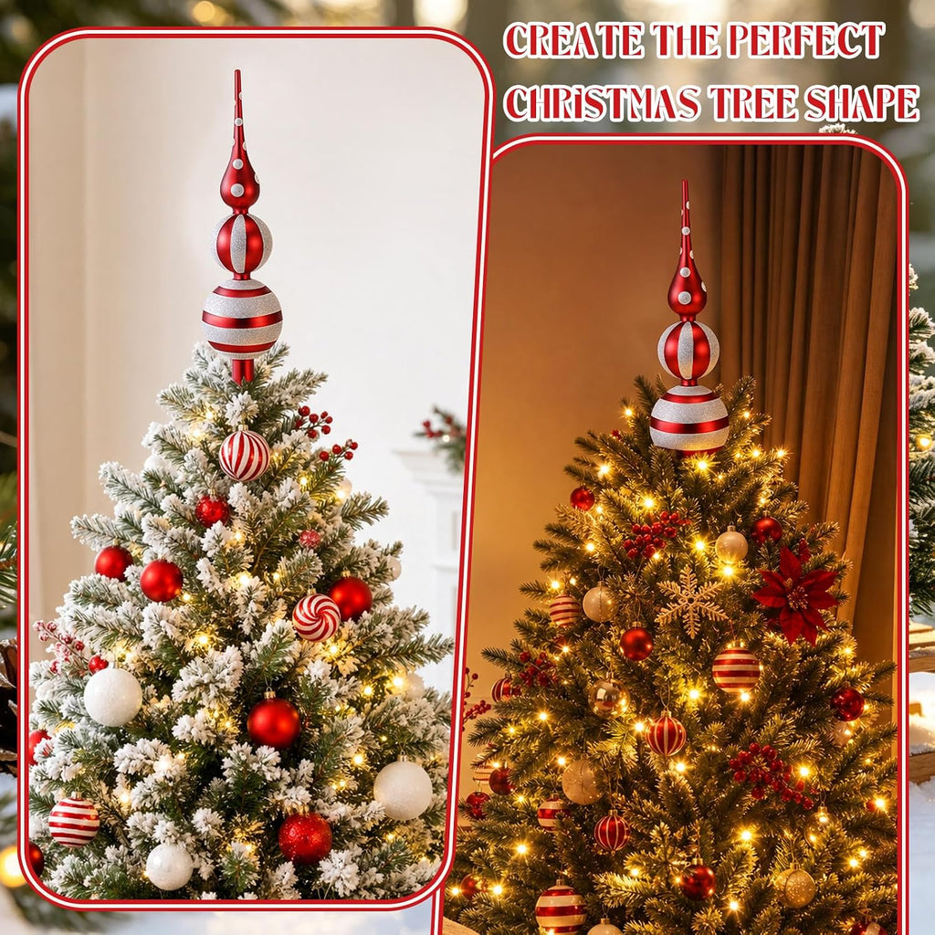 13" Vintage Glass Christmas Tree Topper, Mercury Glass Finial