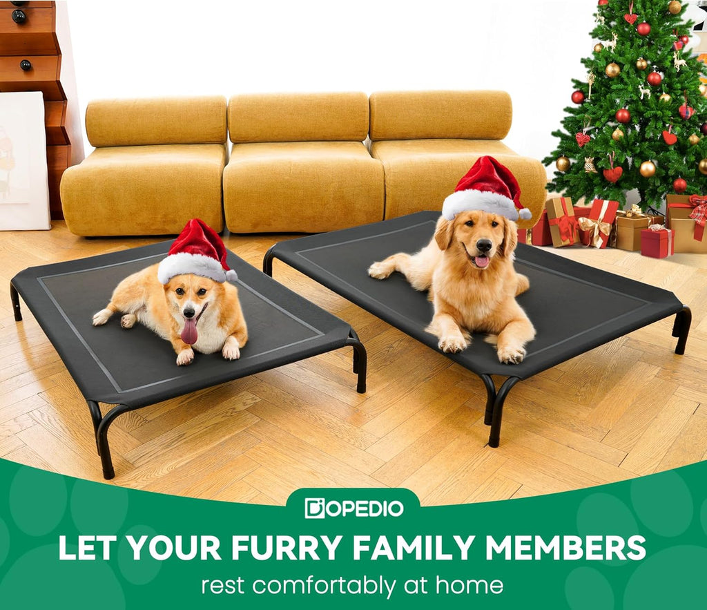Elevated Dog Bed Raised Outdoor Dog Cot for Large Dogs, Installation Requires No Tools, Frame with Washable Cooling