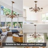 French Country Chandeliers, 6 Lights Rustic Vintage Metal Pendant Light Fixture Hanging Light for Farmhouse, Kitchen Island, Dining Room, Living Room, Antique Bronze E12 Base A109-B0DSB6FD98