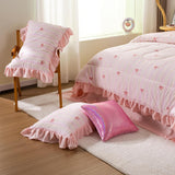 A Nice Night Rainbow Stripes & Bows Bedding Set,Ruffle 6 Piece Bed in a Bag Matching Sheet Set,Princess Style Chic Bow