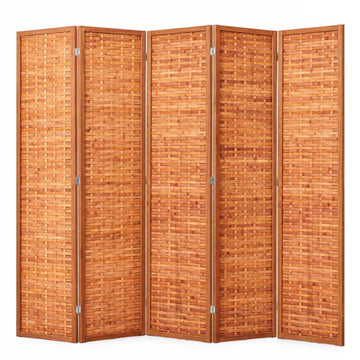 Bamboo Room Divider, 5-Panel Folding Privacy Screen, 6ft Tall
