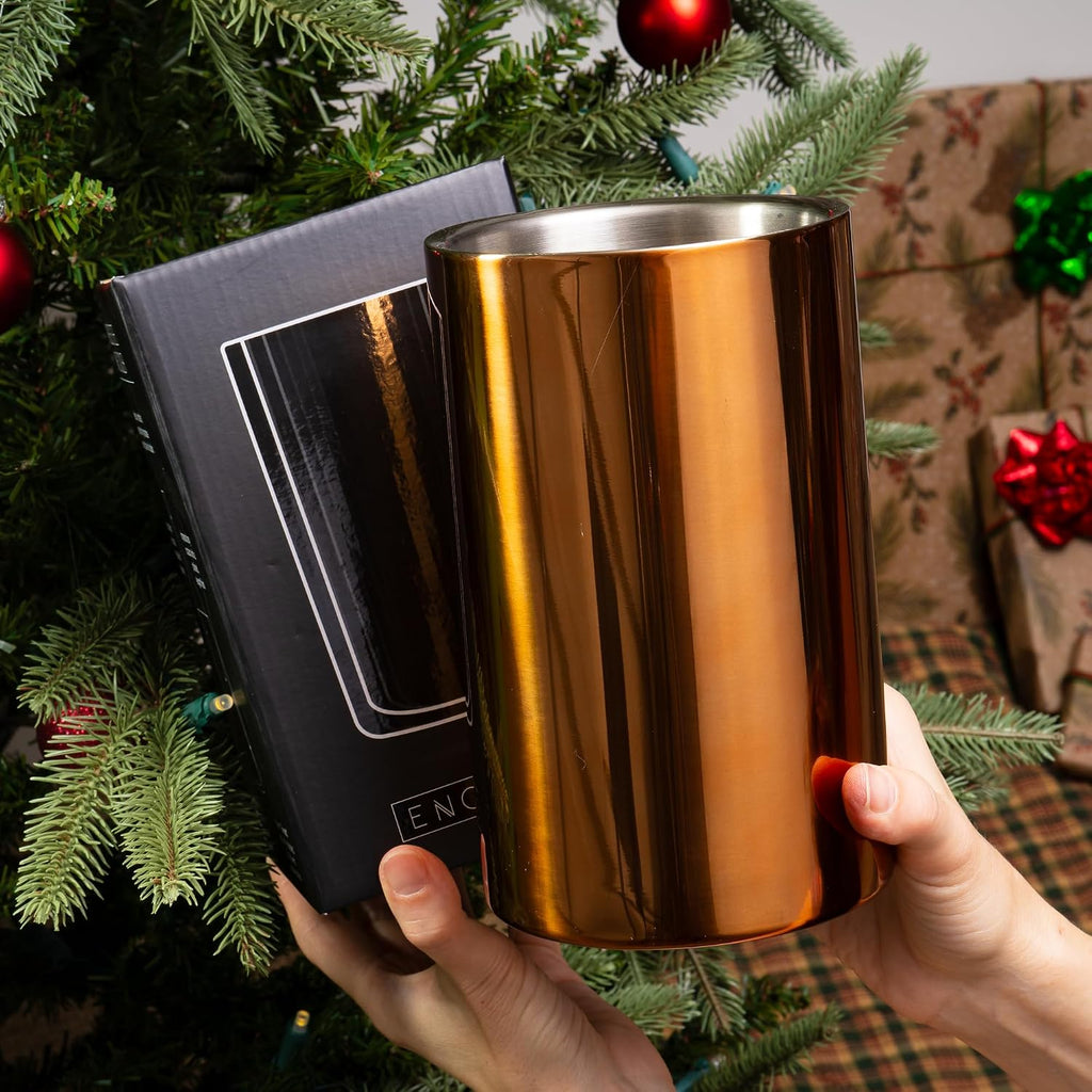 Wine Chiller for Bottles (Copper) - Champagne Bucket, Elegant Wine Bottle Chiller and Champagne Cooler, Insulated