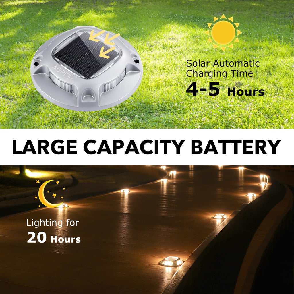 Solar Driveway Lights Outdoor 8 Pack, 2 Color Modes LED Deck Dock