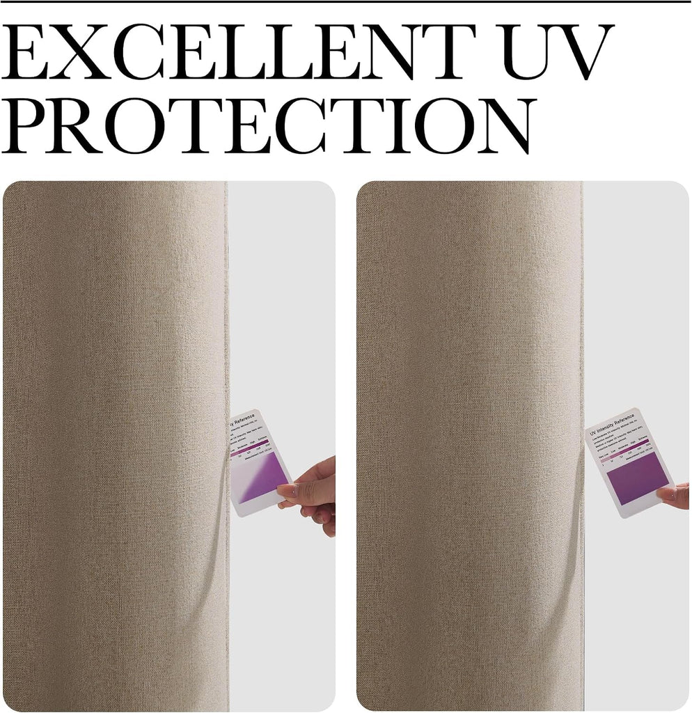 Outdoor Curtains Waterproof, Thermal Insulated Linen Textured 100% Blackout Outside Drapes for Gazebo, Privacy Sun