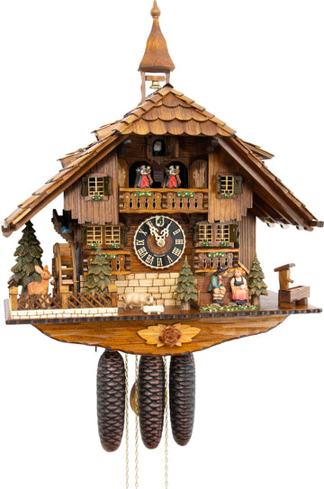 German Cuckoo Clock 8-day-movement Chalet-Style 23.00 inch - Authentic black forest cuckoo clock