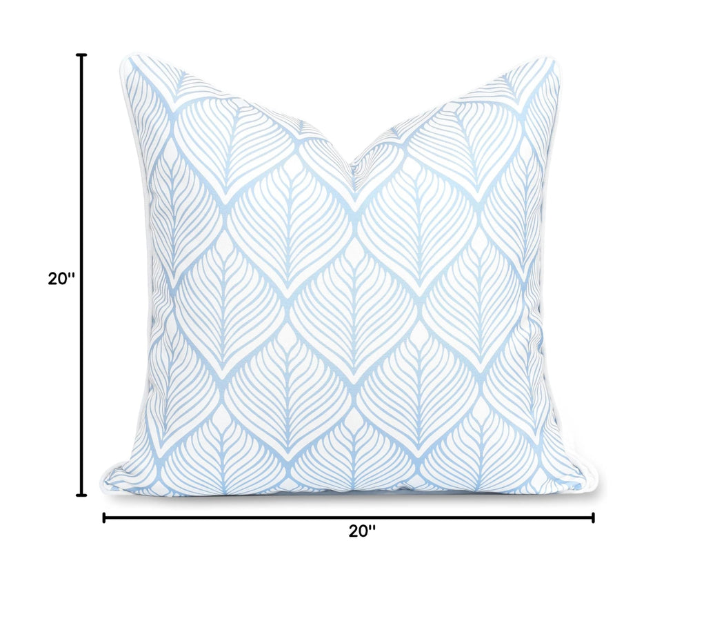 Coastal Patio Indoor Outdoor Throw Pillow Cover Only, 20"x20" Water Repellent for Backyard, Couch, Baby Blue Print