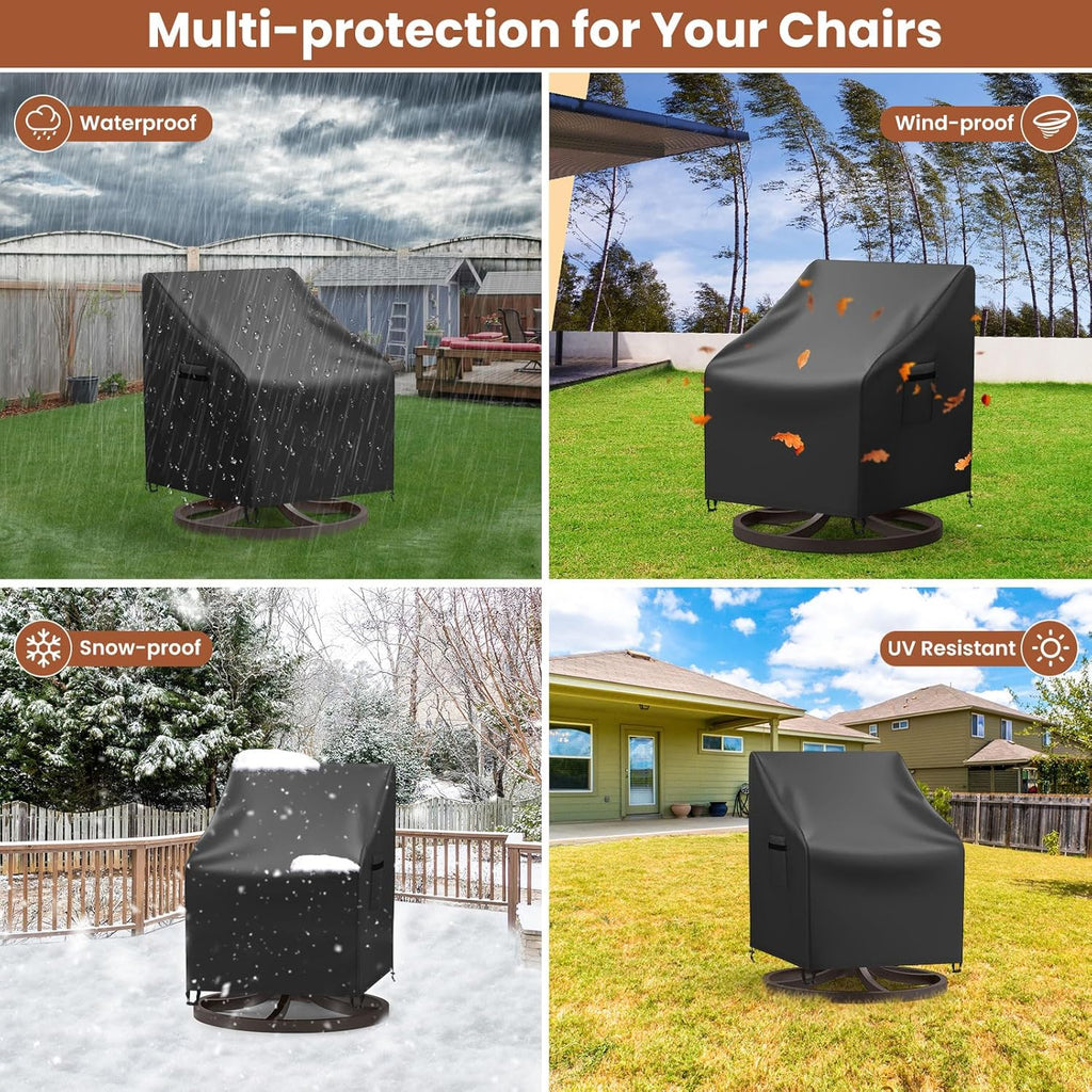 Patio Chair Covers, 2 Pack Outdoor Swivel Lounge Chair Cover, Heavy Duty Patio Rocking Chair Covers, Patio Furniture