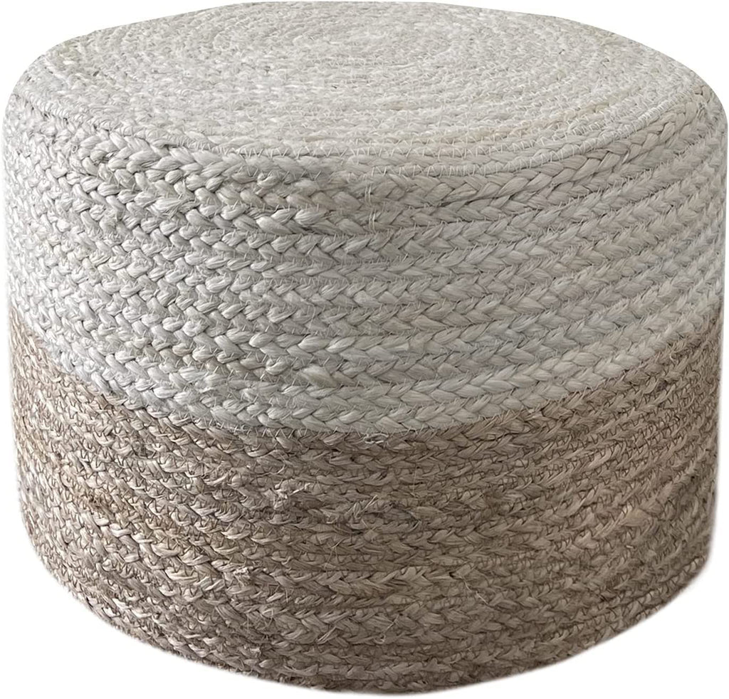 Pouf Ottoman 100% Jute Pouffe Natural Ivory (20"x20"x20")