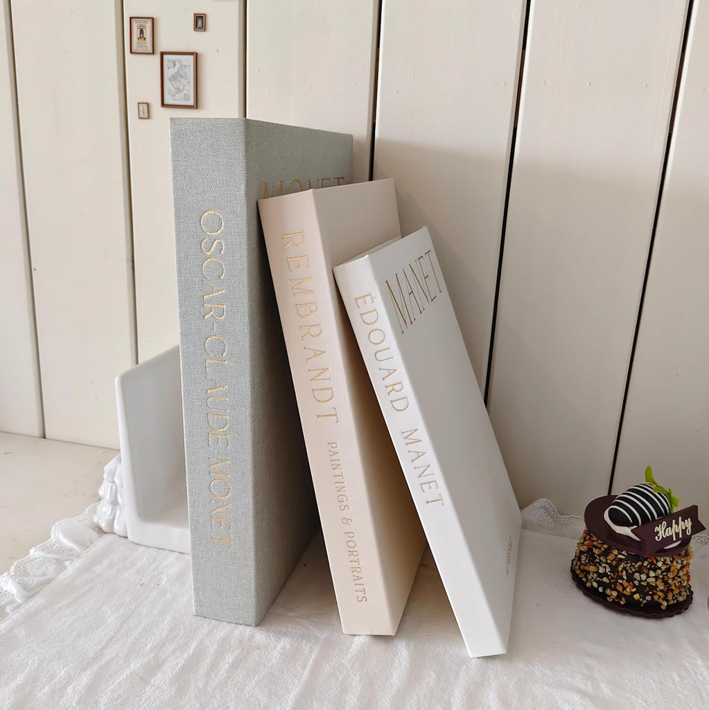 Decorative Books Decor - Set of 3 Fake Faux Books for Coffee Table Decor, Linen Fake Book for Decoration, Aesthetic