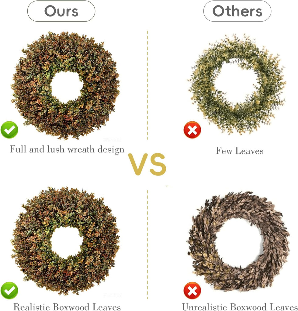 Fall Home Decor 26'' Large Artificial Fall Boxwood Wreaths for Front Door - Set of 217