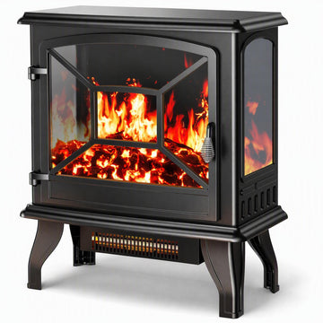 24" Electric Corner Fireplace Heater, Fast Heating with App & Remote, Realistic Flame with 5 Brightness Levels