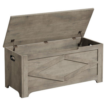 Farmhouse Wooden Storage Chest Bench, Safety Hinges, Spacious Multipurpose Organizer, or Playroom, Easy Assembly