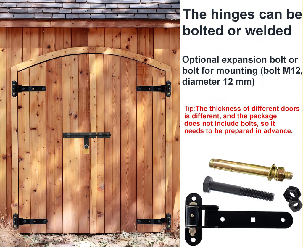 13" Heavy Duty T-Strap Gate Hinges 900 Lbs Capacity, 180° or 90° Smooth Open