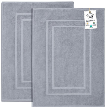 & Stitch 100% Cotton Bath Mats 2 Piece 30x21 Inches, Grey