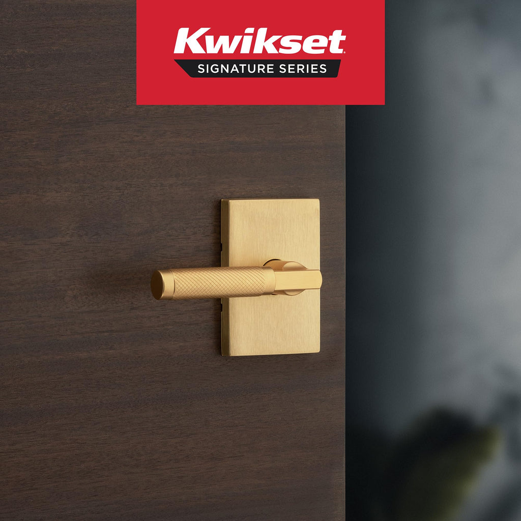 Prava Interior Privacy Door Knurled Handle with Lock, Door Lever , Satin Brass, Reversible Keyless Push Button Lock
