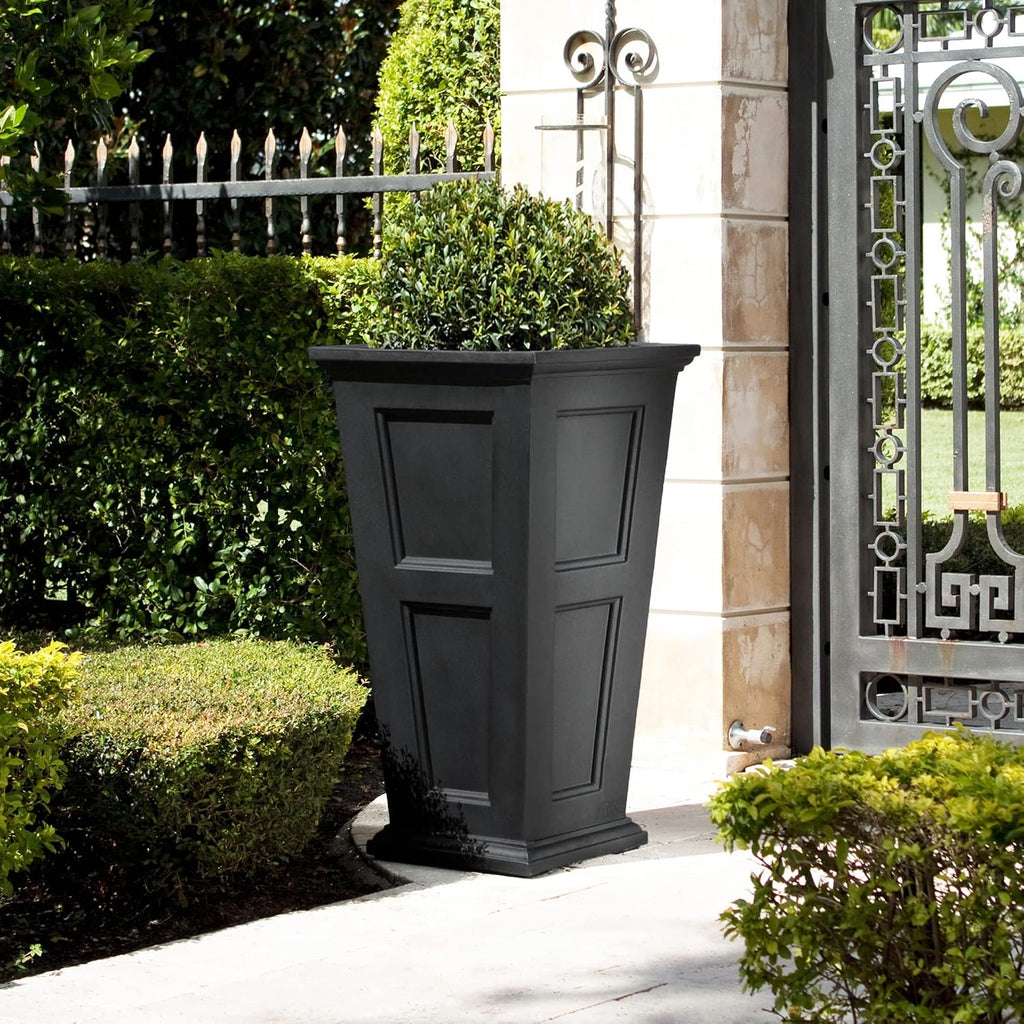 Fairfield 40in Tall Square Planter, Black | Indoor/Outdoor, All season, Fade resistant, 15-year warranty