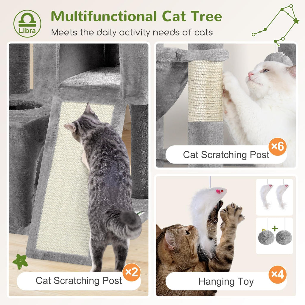 Heavy Duty Cat Tree for 20lbs Large Adult Cats, Light Grey